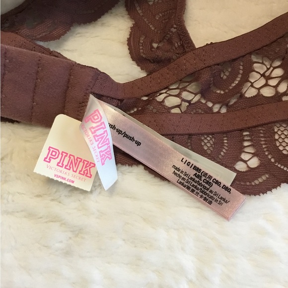 Pink Victoria’s Secret Pink Lace Padded Push Up Bralette NWT. Sz.L - Picture 8 of 8